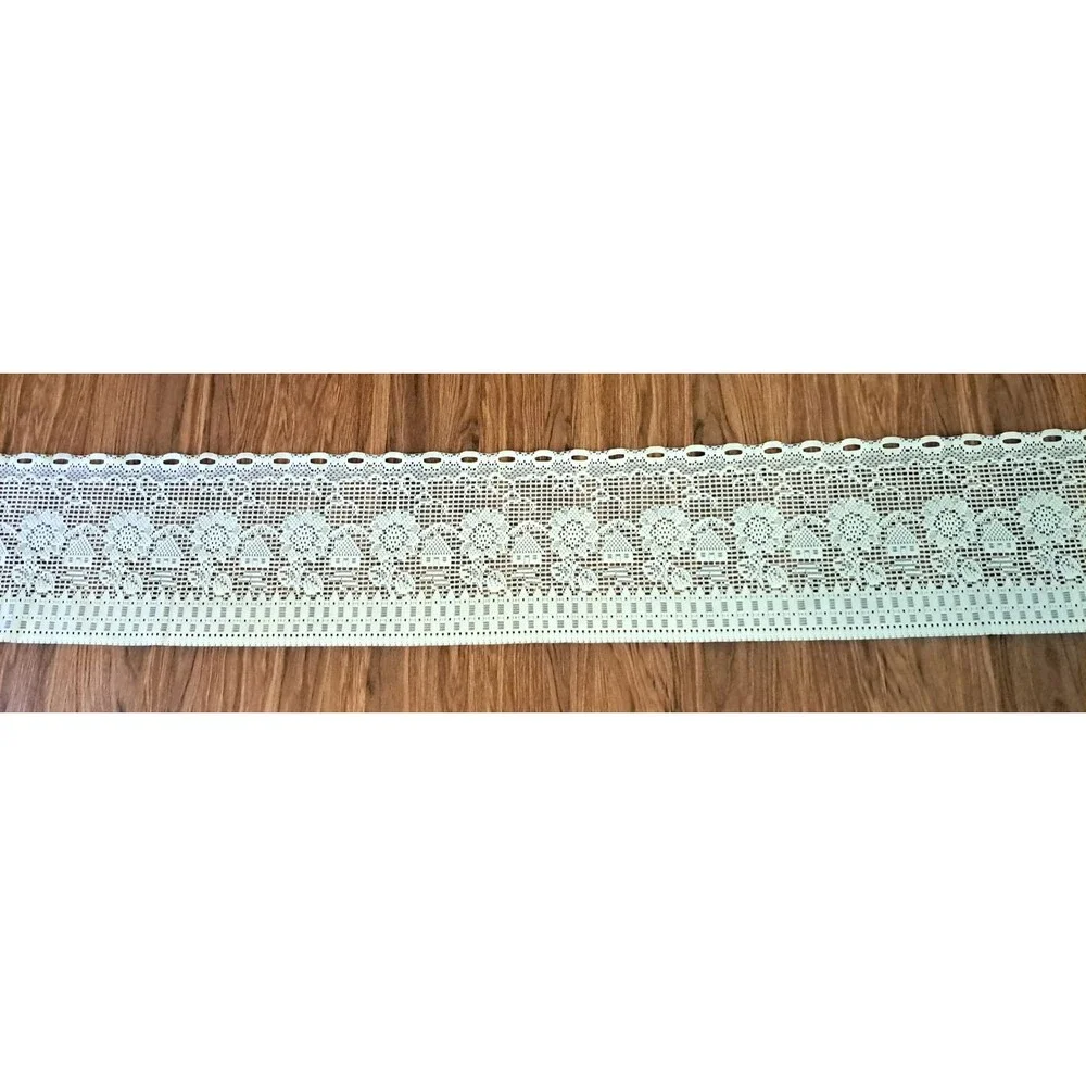 White Knit Lace Window Valance Sunflower Village Houses Long Cottage 92x13